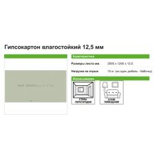Гипсокартон влагостойкий 12.5 мм Knauf 2500x1200 мм 3 м2 - изображение 8