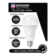 Лампа светодиодная GRISARD ELECTRIC A70 Е27 25Вт 4000К 220В, Нейтральный белый свет 100 шт - изображение 9