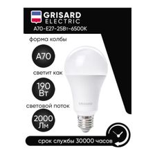 Лампа светодиодная GRISARD ELECTRIC A70 Е27 25Вт 6500К 220В, Холодный белый свет 100 шт - изображение 7