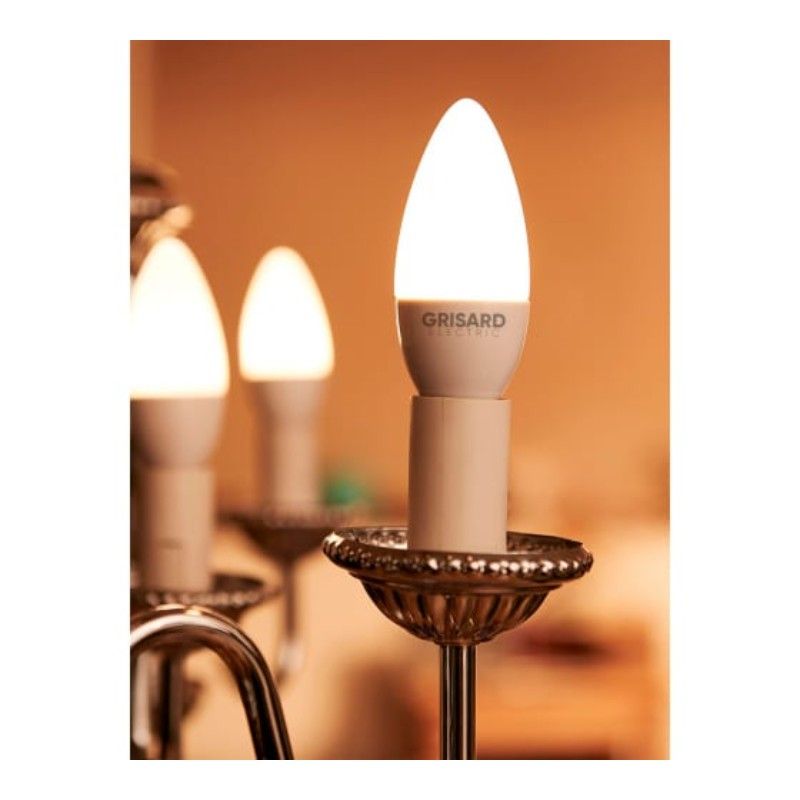 Лампа светодиодная GRISARD ELECTRIC C35 Е14 9Вт 6500К 220В, Холодный белый свет 100 шт - изображение 4