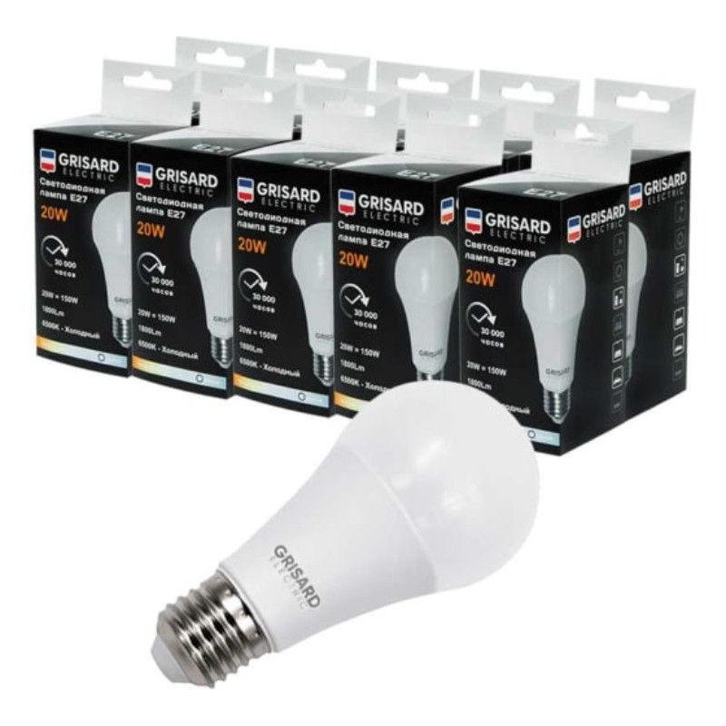Лампа светодиодная GRISARD ELECTRIC G45 Е14 7Вт 4000К 220В,  Нейтральный белый свет 100 шт - изображение 5