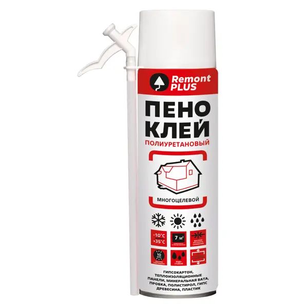 Клей-пена монтажный Remont Plus Бытовой Мини для различных поверхностей 380 мл